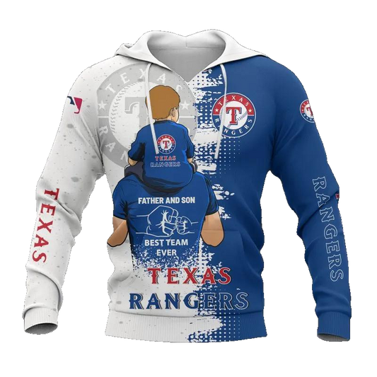 Texas Rangers Dad And Son MLB All Over Print Hoodie -Moonbestprint