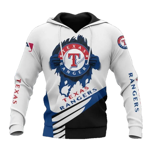Texas Rangers All Over Print Big Logo 3D MLB All Over Print Hoodie -Moonbestprint