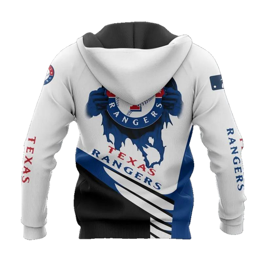 Texas Rangers All Over Print Big Logo 3D MLB All Over Print Hoodie -Moonbestprint