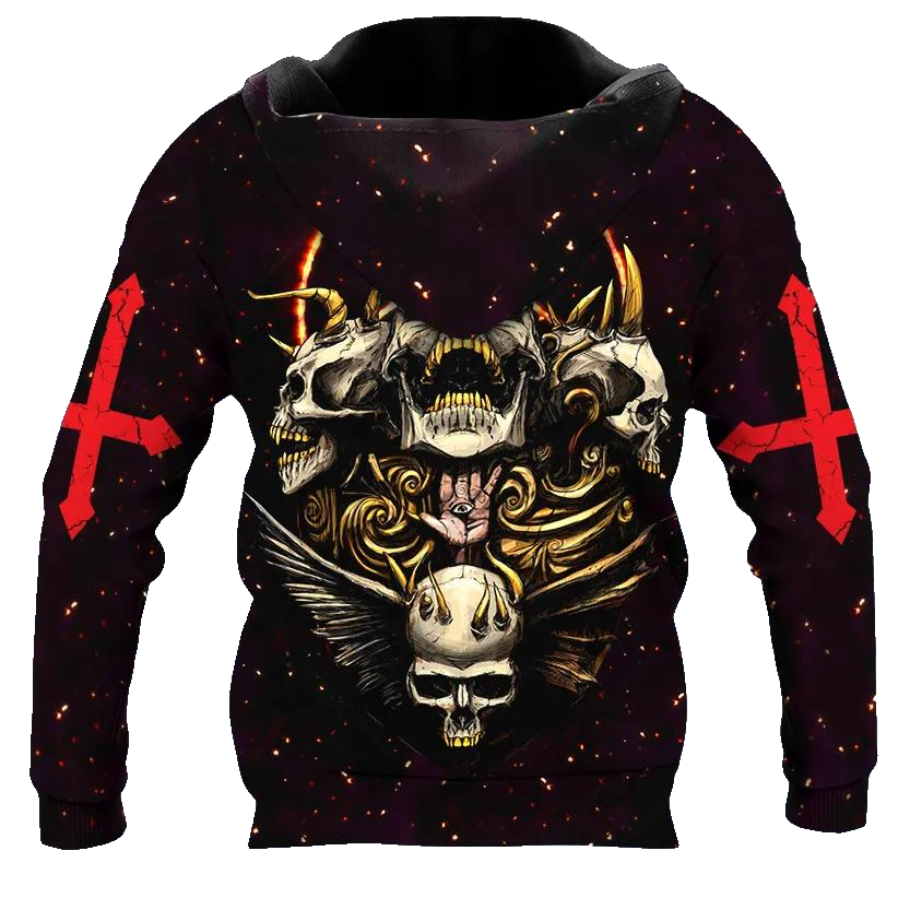 Terrifying Shield Skull 3D All Over Print Hoodie -Moonbestprint