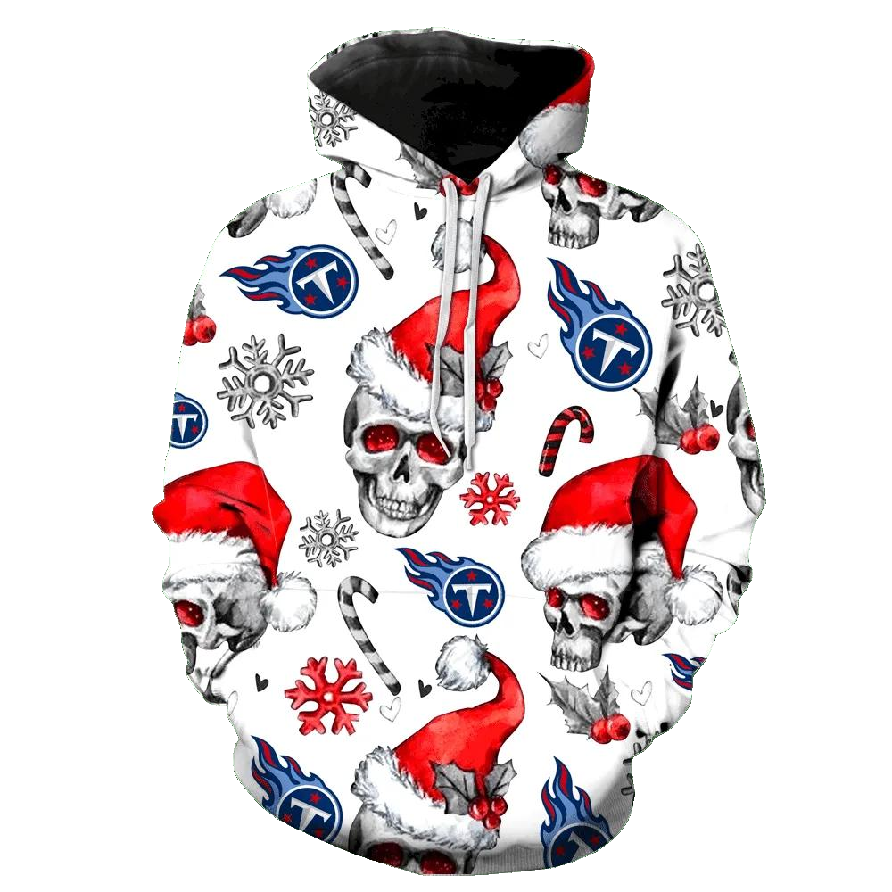 Tennessee Titans Christmas Skull NFL 3D All Over Print Hoodie -Moonbestprint