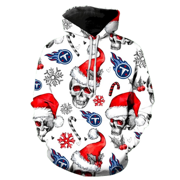 Tennessee Titans Christmas Skull NFL 3D All Over Print Hoodie -Moonbestprint