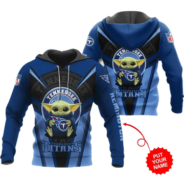 Tennessee Titans Baby Yoda Personalized NFL 3D All Over Print Hoodie -Moonbestprint