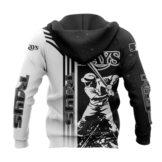 Tampa Bay Rays Black And White MLB All Over Print Hoodie -Moonbestprint