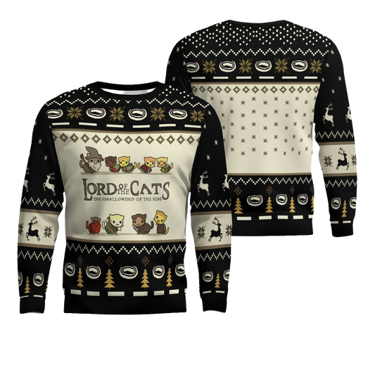 Lord Of Cats Ugly Christmas Ugly Christmas Sweater Funny Black – Moonbestprint