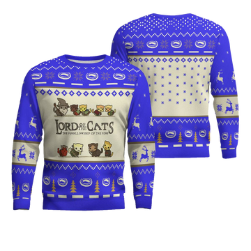 Lord Of Cats Ugly Christmas Ugly Christmas Sweater Funny Blue – Moonbestprint