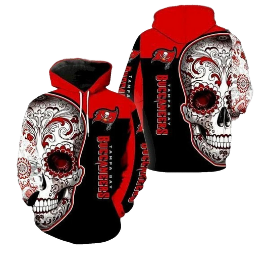 Tampa Bay Buccaneers Skull Floral NFL 3D All Over Print Hoodie -Moonbestprint