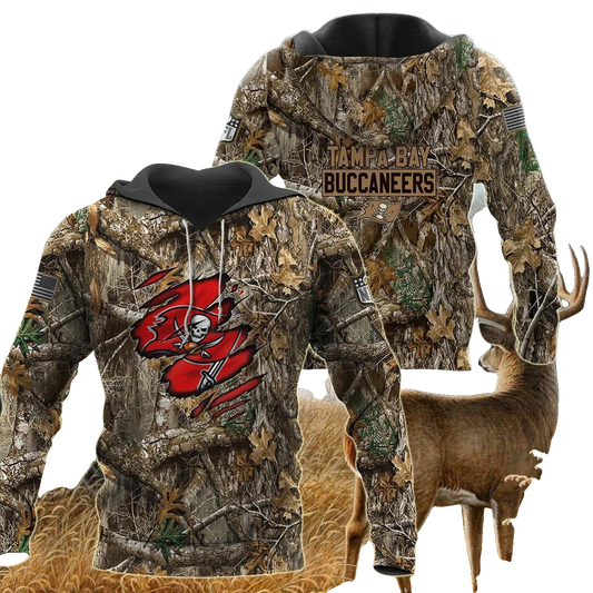 Tampa Bay Buccaneers Realtree Hunting Camo NFL 3D All Over Print Hoodie -Moonbestprint