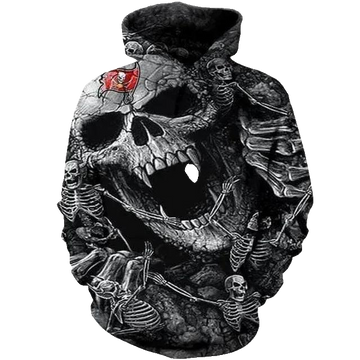 Tampa Bay Buccaneers Skull and Skeleton NFL 3D All Over Print Hoodie -Moonbestprint