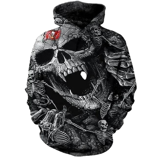 Tampa Bay Buccaneers Skull and Skeleton NFL 3D All Over Print Hoodie -Moonbestprint