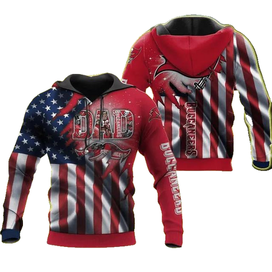 Tampa Bay Buccaneers Dad With Flag American NFL 3D All Over Print Hoodie -Moonbestprint