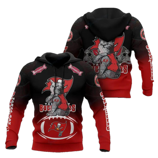 Tampa Bay Buccaneers Cat NFL 3D All Over Print Hoodie -Moonbestprint