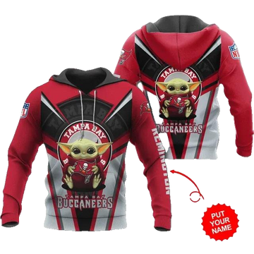 Tampa Bay Buccaneers Baby Yoda PersonalizedNFL 3D All Over Print Hoodie -Moonbestprint