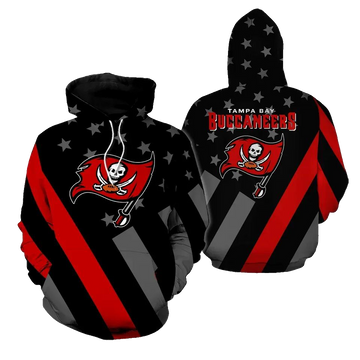 Tampa Bay Buccaneers American Flag Black NFL 3D All Over Print Hoodie -Moonbestprint