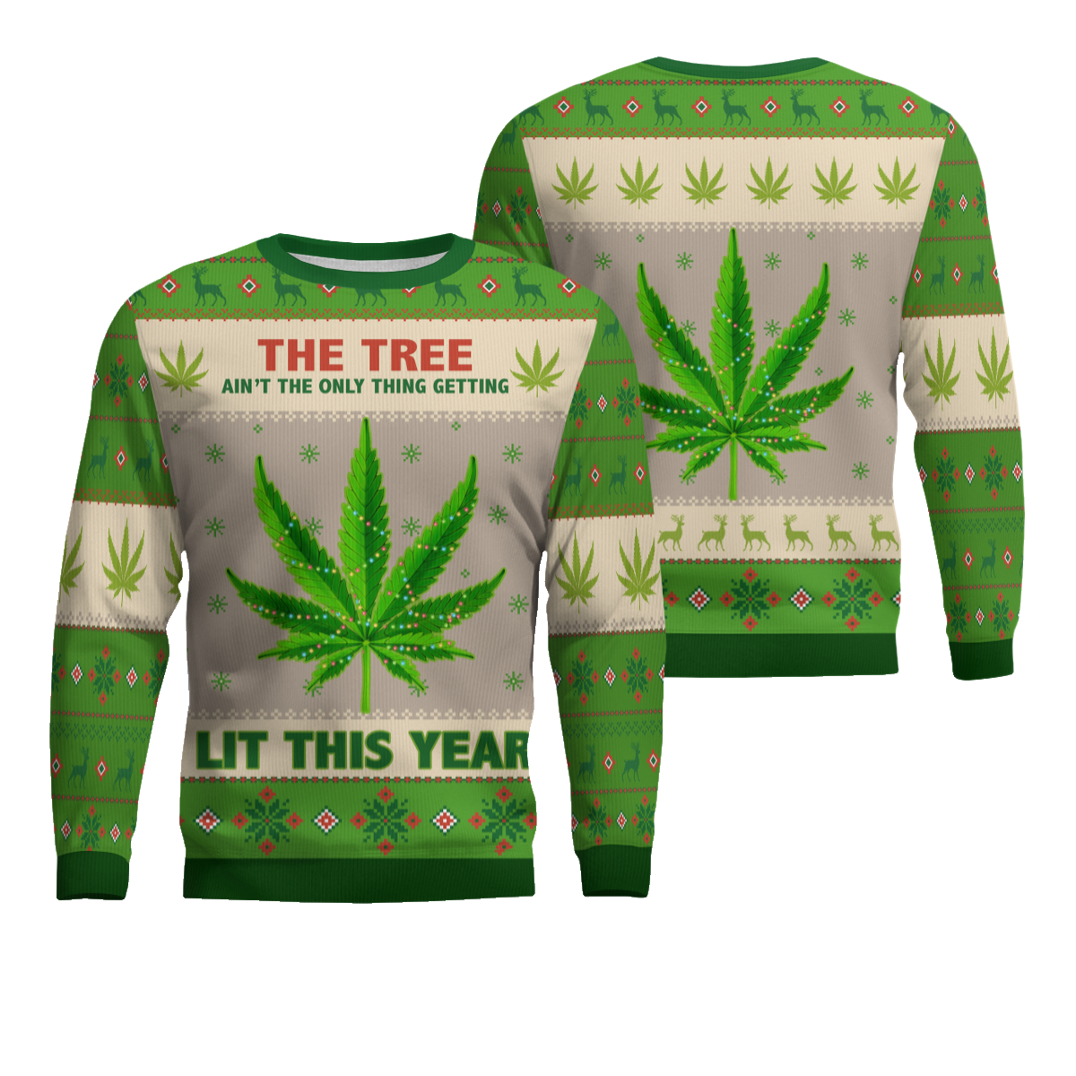 Lit This Year Weed Ugly Christmas Sweater – Moonbestprint