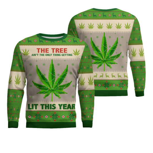 Lit This Year Weed Ugly Christmas Sweater – Moonbestprint