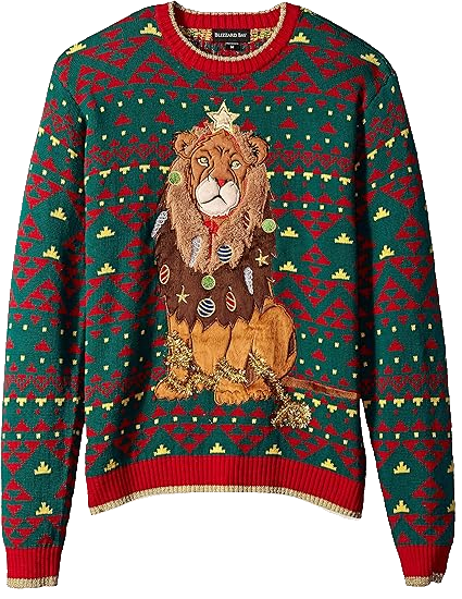 Lion Christmas Holiday Pullover Green Red Ugly Christmas Sweater – Moonbestprint