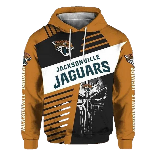 Skull Jacksonville Jaguars Punisher SkullNFL 3D All Over Print Hoodie -Moonbestprint