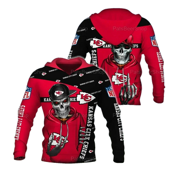 Skull Kansas City Chiefs NFL 3D All Over Print Hoodie -Moonbestprint