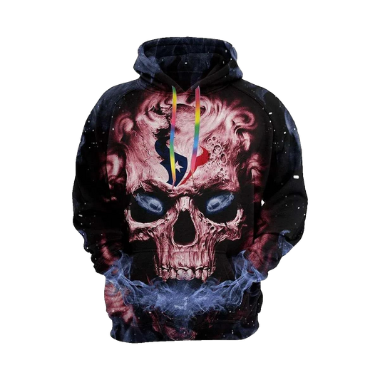 Skull Houston Texans Smoke NFL 3D All Over Print Hoodie -Moonbestprint