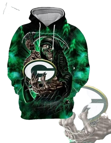 Skull Hold Logo Green Bay Packers NFL 3D All Over Print Hoodie -Moonbestprint