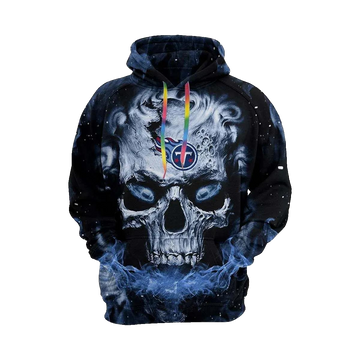 Skull Art Neon Light Tennessee Titans NFL 3D All Over Print Hoodie -Moonbestprint