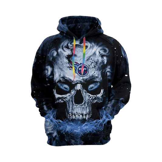 Skull Art Neon Light Tennessee Titans NFL 3D All Over Print Hoodie -Moonbestprint