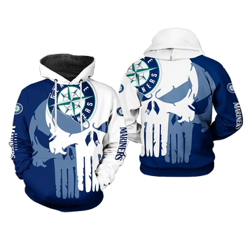 Seattle Mariners MLB Team Skull 3D MLB All Over Print Hoodie -Moonbestprint