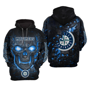 Seattle Mariners Lava Skull 3D MLB All Over Print Hoodie -Moonbestprint