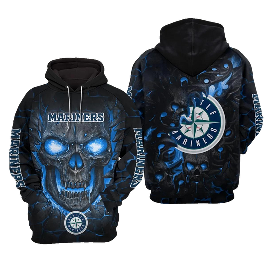 Seattle Mariners Lava Skull 3D MLB All Over Print Hoodie -Moonbestprint