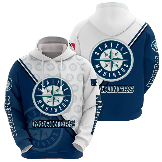 Seattle Mariners Logo 3D MLB All Over Print Hoodie -Moonbestprint