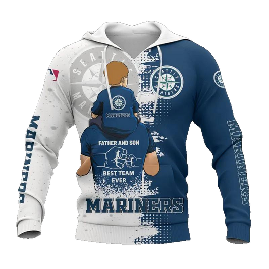Seattle Mariners Dad And Son MLB All Over Print Hoodie -Moonbestprint