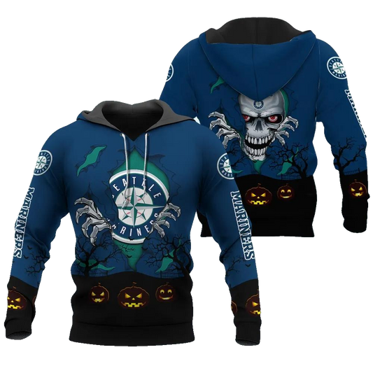 Seattle Mariners Halloween 3D MLB All Over Print Hoodie -Moonbestprint