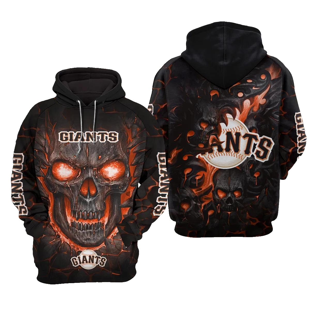 San Francisco Giants Lava Skull 3D MLB All Over Print Hoodie -Moonbestprint