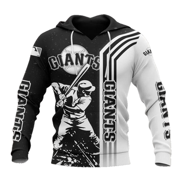 San Francisco Giants Black And White MLB All Over Print Hoodie -Moonbestprint