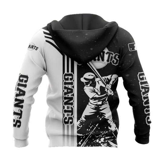 San Francisco Giants Black And White MLB All Over Print Hoodie -Moonbestprint