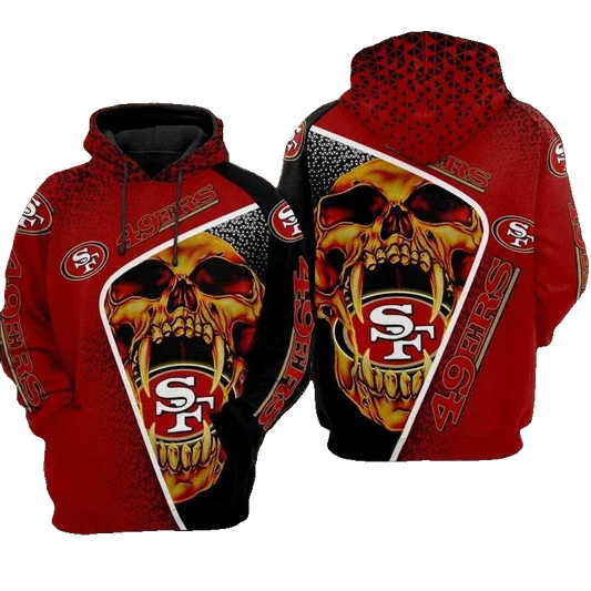 San Francisco 49ers SkullNFL 3D All Over Print Hoodie -Moonbestprint