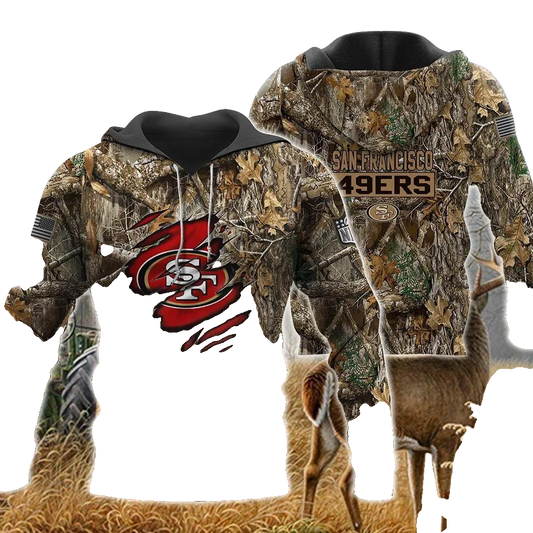San Francisco 49ers Realtree Hunting Camo NFL 3D All Over Print Hoodie -Moonbestprint