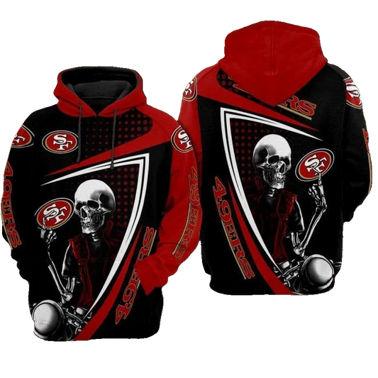 San Francisco 49ers Skeleton NFL 3D All Over Print Hoodie -Moonbestprint