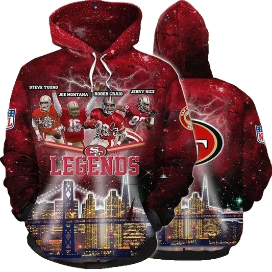 San Francisco 49ers Legends NFL 3D All Over Print Hoodie -Moonbestprint
