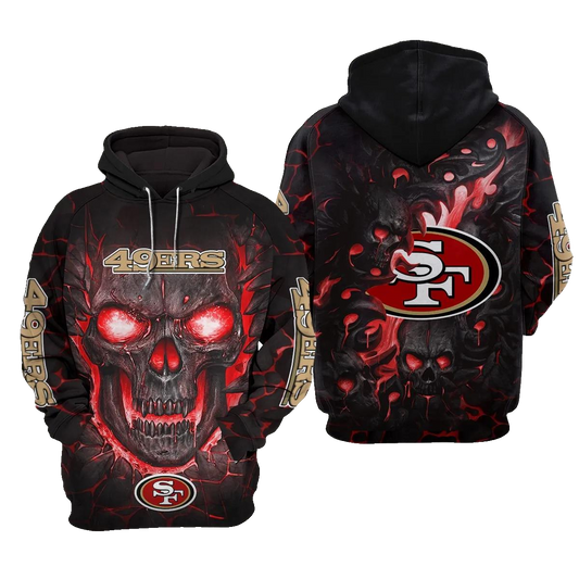 San Francisco 49ers Lava Skull NFL 3D All Over Print Hoodie -Moonbestprint