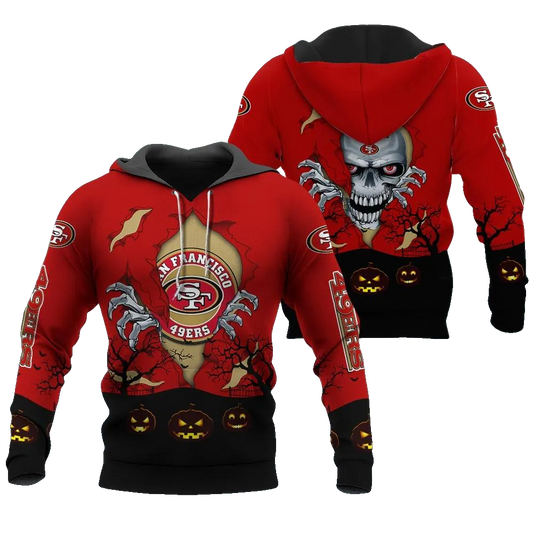 San Francisco 49ers Halloween 3D NFL All Over Print Hoodie -Moonbestprint