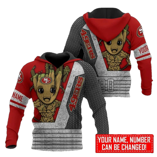 San Francisco 49ers Groot Personalized NFL 3D All Over Print Hoodie -Moonbestprint