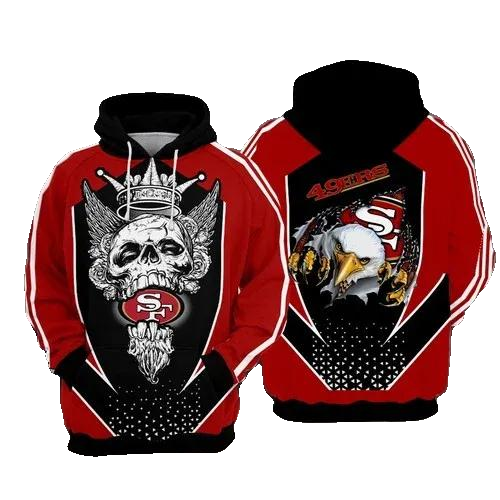 San Francisco 49ers Football King Skull NFL 3D All Over Print Hoodie -Moonbestprint
