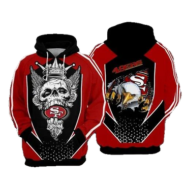San Francisco 49ers Football King Skull NFL 3D All Over Print Hoodie -Moonbestprint