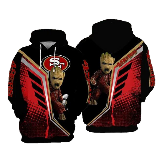 San Francisco 49ers Football Groot NFL 3D All Over Print Hoodie -Moonbestprint
