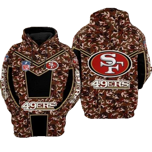 San Francisco 49ers Football Camouflage Red NFL 3D All Over Print Hoodie -Moonbestprint