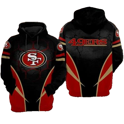 San Francisco 49ers Football Black Red NFL 3D All Over Print Hoodie -Moonbestprint