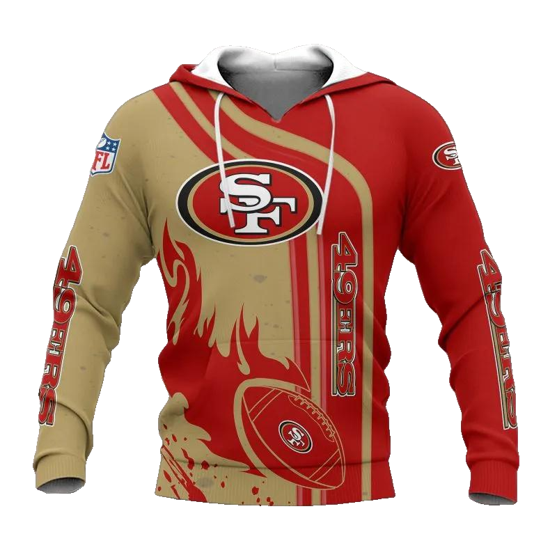 San Francisco 49ers Fire Ball NFL 3D All Over Print Hoodie -Moonbestprint