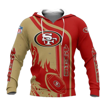 San Francisco 49ers Fire Ball NFL 3D All Over Print Hoodie -Moonbestprint